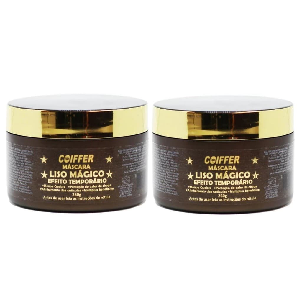 Kit Com 2 Máscara Liso Mágico Coiffer 250g | Liso Perfeito e Duradouro Sem Frizz | Proteção Térmica