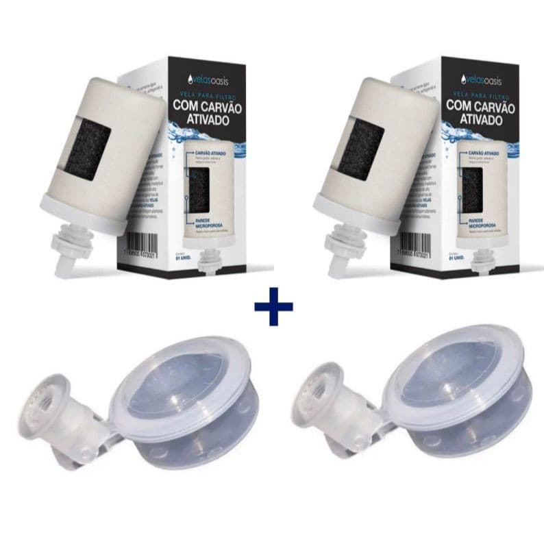 Kit Água Cristalina: 2 Velas de Carvão Ativado + 2 Boias