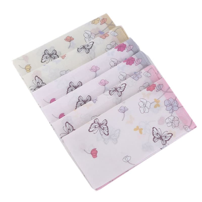 3 Pçs 45x45cm Quadrado Algodão Borboleta Flor Impresso Reutilizável Senhora Lenço Feminino Toalha De Mão Presente De Fes
