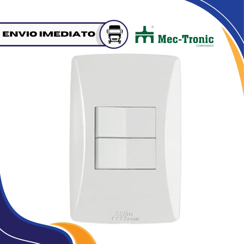 2 Interruptores Simples Modular Branco Linha Petra Mectronic