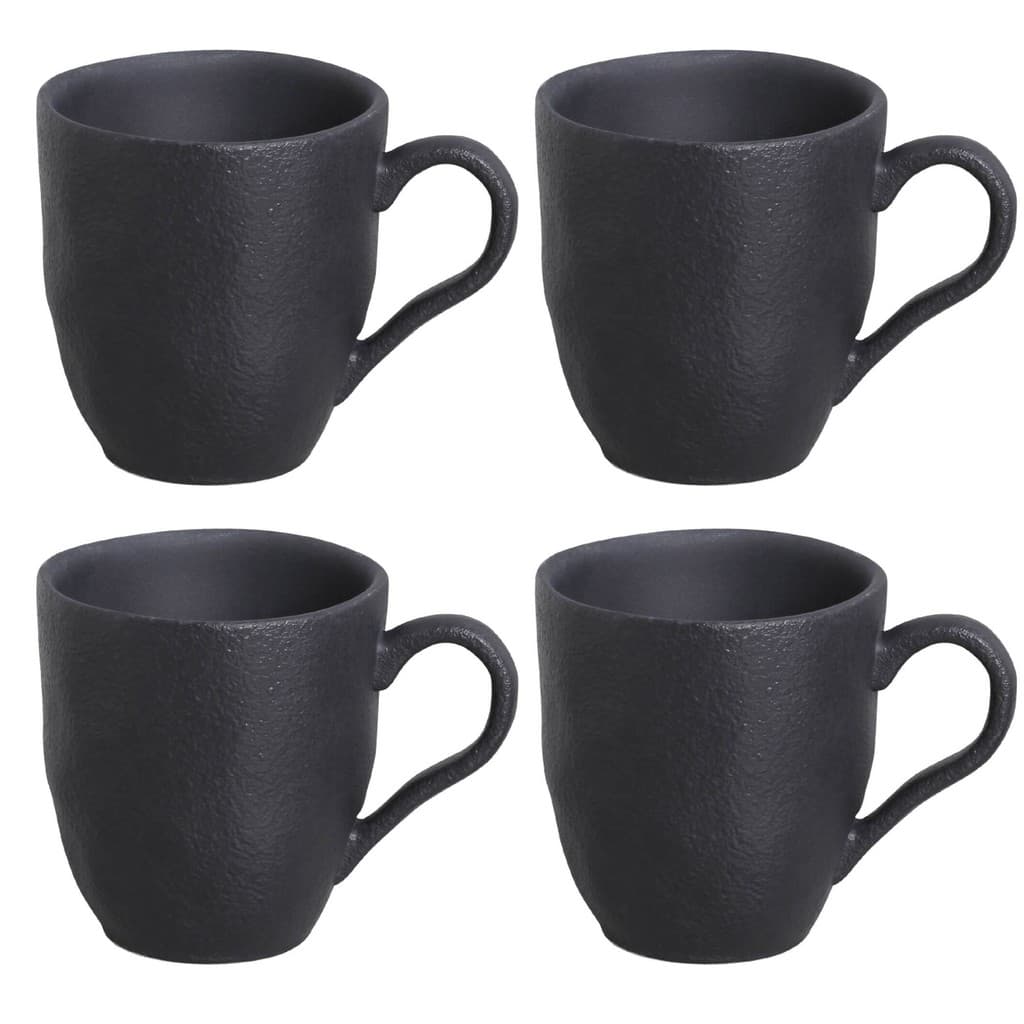 Conjunto de 4 Canecas Stoneware Orgânico Preto Matte 273ml - Porto Brasil
