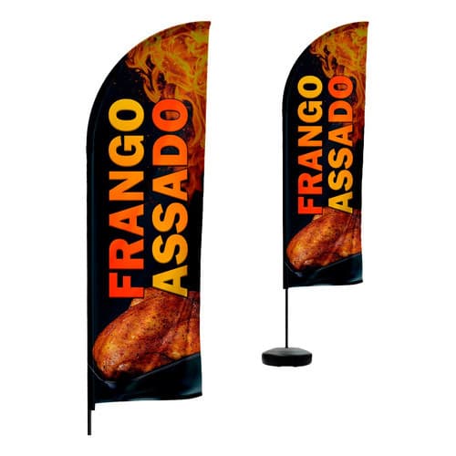 Wind Banner Frango Assado 2 Metros Dupla Face Somente Tecido