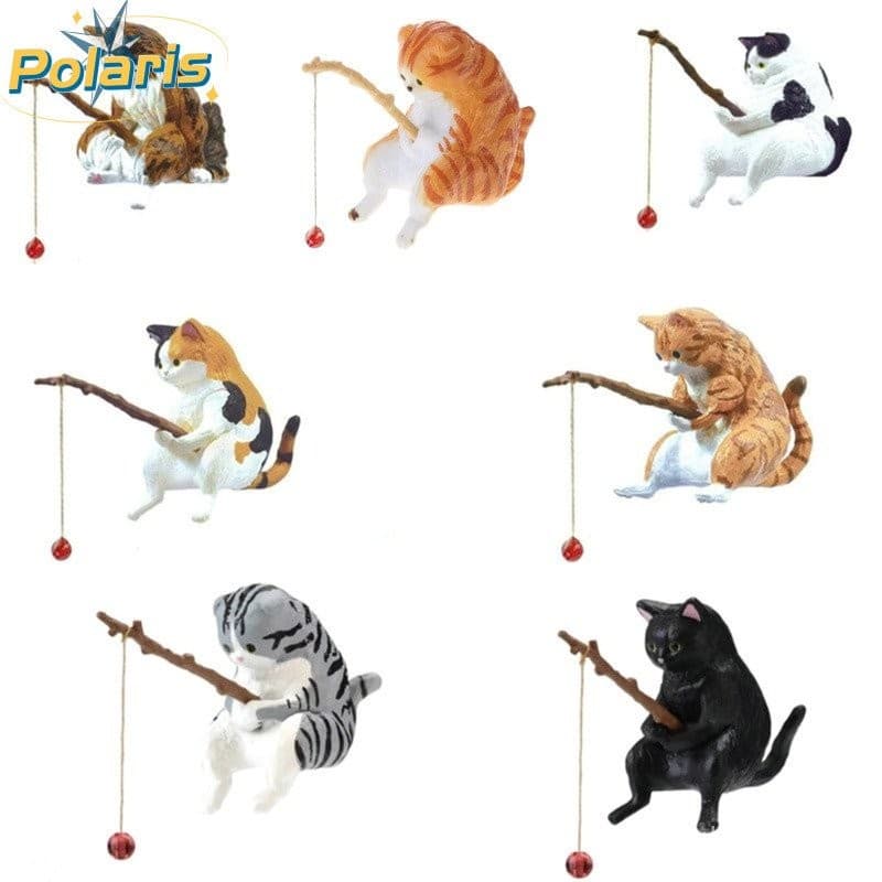 ✿ Estátua De Resina De Gato De Pesca Para Aquário De Tanque De Peixes