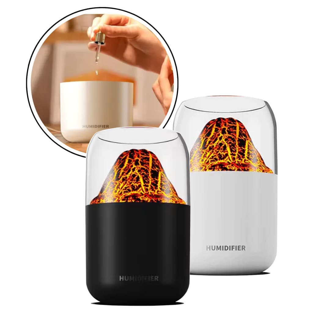 Umidificador De Ar Luminária LED Difusor 300ml Estilo Vulcão