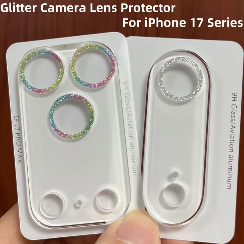 2 Unidades De Vidro De Lente De Câmera Brilhante Para iPhone 17 Pro Max 17 Air Diamond Capa Protetora Traseira 16 15 14