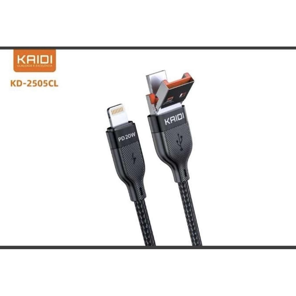 CABO USB 2 EM 1 LIGHTNING TURBO 1M KD-2505CL - KAIDI