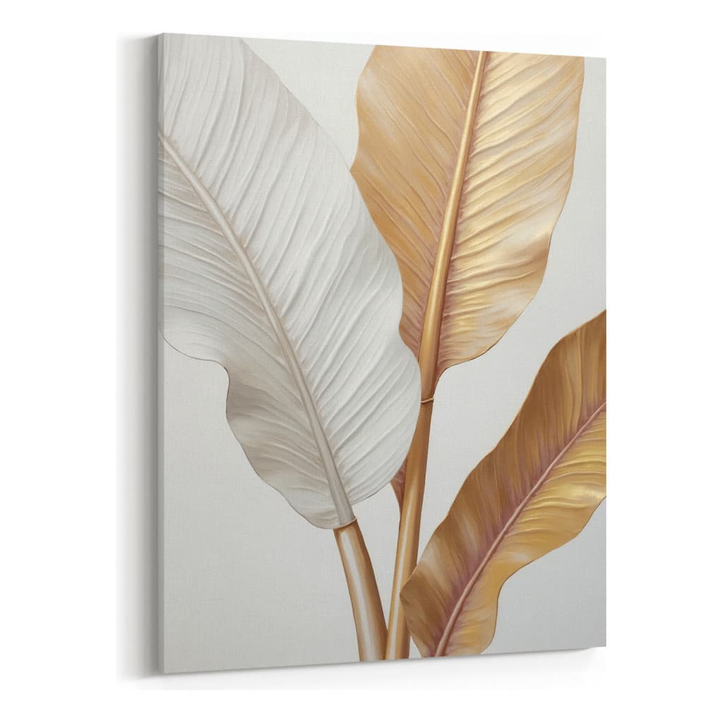 Quadro Decorativo Grande Folhas Tripla Luxo Tons Neutros Boho Mosaico Sala Quarto Cozinha Escritório