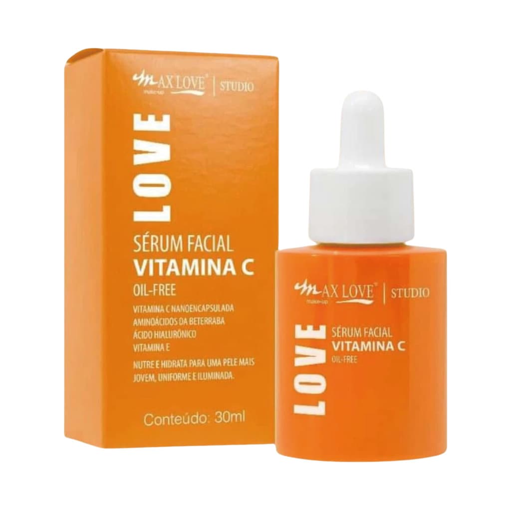 Sérum Facial Vitamina C MAX LOVE 30ml | Com Vitamina C Nanoencapsulada, Ácido Hialurônico e Aminoácidos da Beterraba