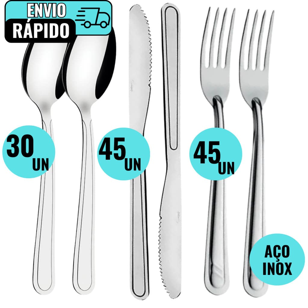 Kit Talher De Mesa Garfo Faca Colher Em Aço Inox Para Refeições Em Domicilios Restaurante Lanchonete