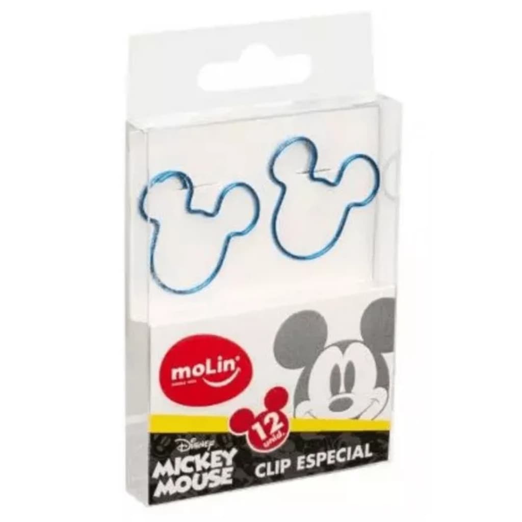 Clips P/ Papel Mickey Molin Escolar Prendedor De Papel 12 Un
