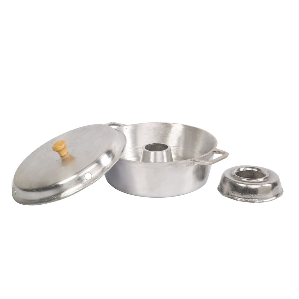 Forma de Bolo de Aluminio Fundido Batido Polido Com Tampa 26