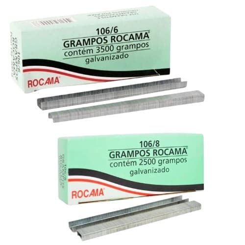 Caixa de Grampos Rocama 106/6-106/8 - Grampos para Grampeador Profissional