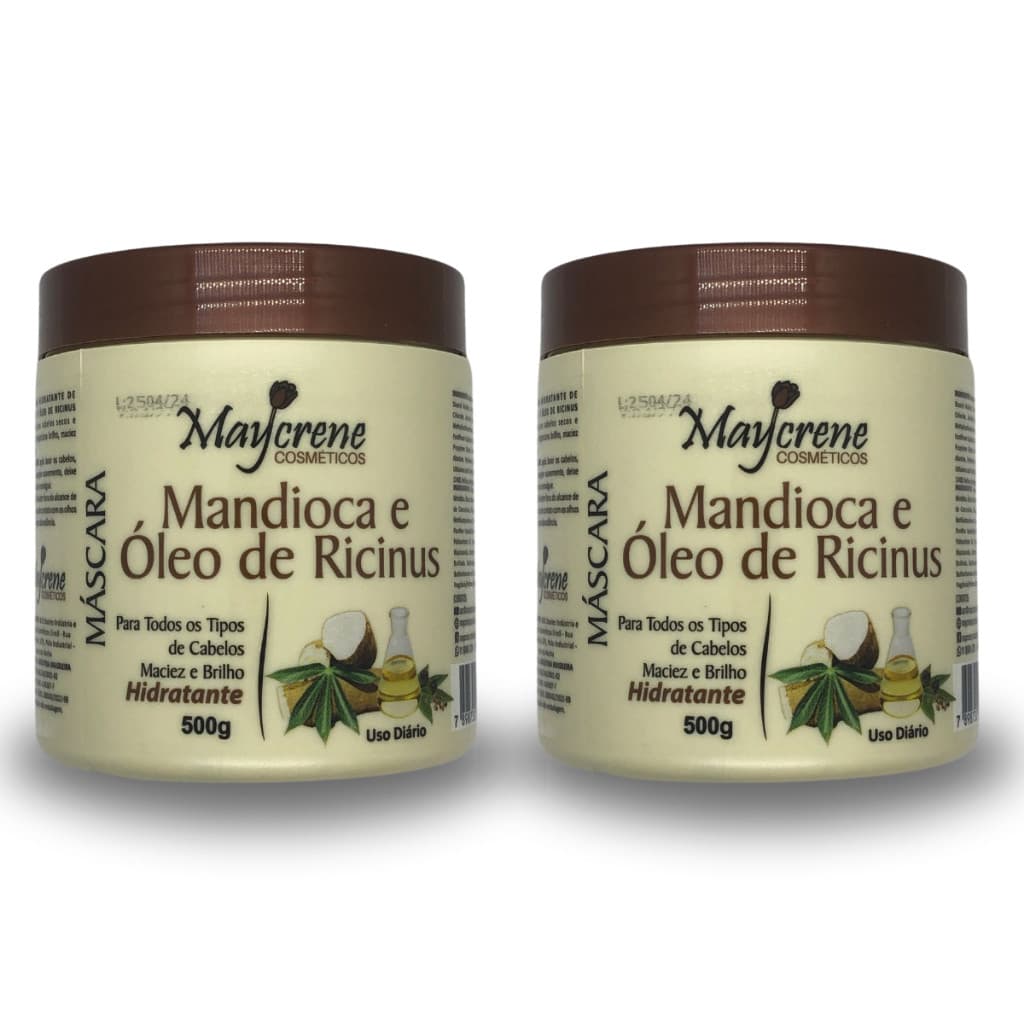 Kit 2 Máscaras de Mandioca - Maycrene 500ML - Fortalecimento Capilar