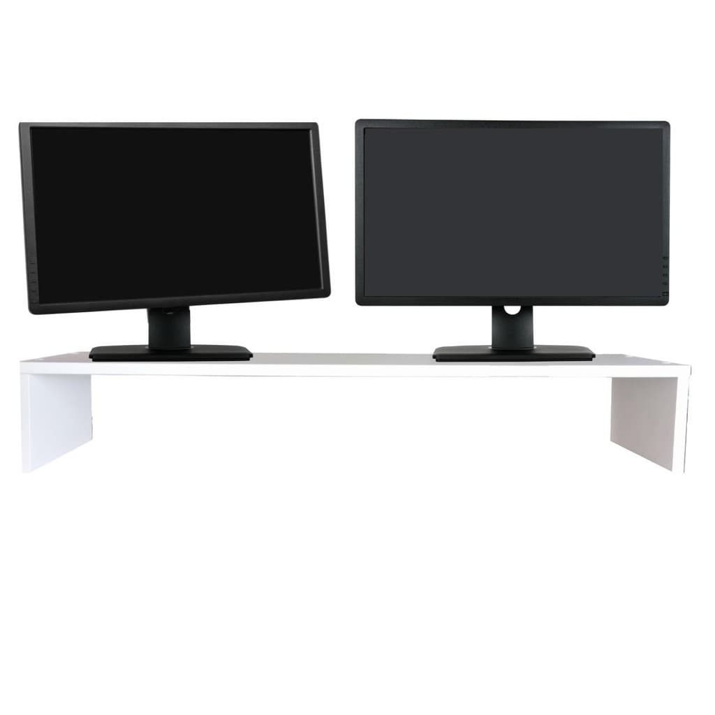 Kit 1 Suporte Monitor 15x90x20cm + 2 Suporte Monitor 10x35x20cm MDF Branco