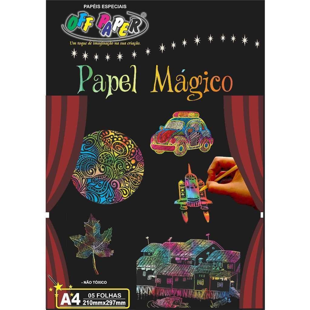 Papel Mágico A4 com 5 Folhas e 1 Bastão Artesanato Educativo Off Paper