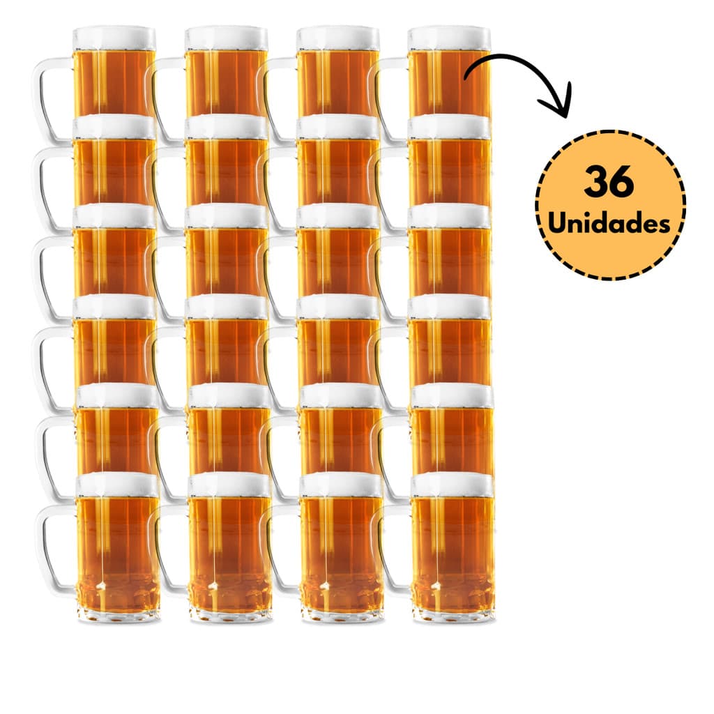Kit 36 Caneca de Chopp e Cerveja Vidro 400 ml