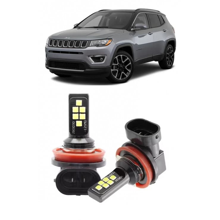 Par Lampada LED Bulbs Farol Milha Jeep Compass 2016 2017 2018 2019 2020 6000k