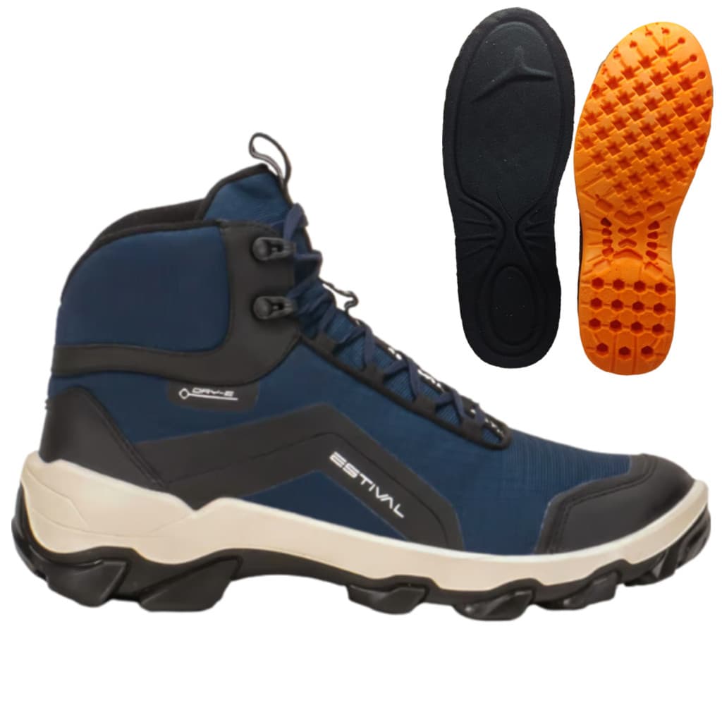 Calçado de Segurança Bota Botina Estival Azul EPI Trabalho Conforto Com Palmilha Gel CA 47843