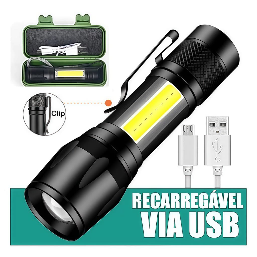1/2/3/4 Unidades Mini Lanterna Tática Com Led E Zoom Recarregável Usb