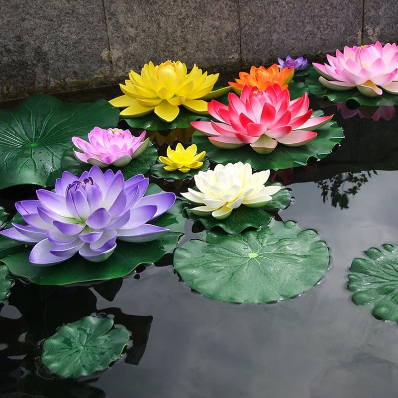 Flor de Lótus Artificial Plantas Lótus Artificial de 17cm para lótus decorativo de simulação de jardim de piscina