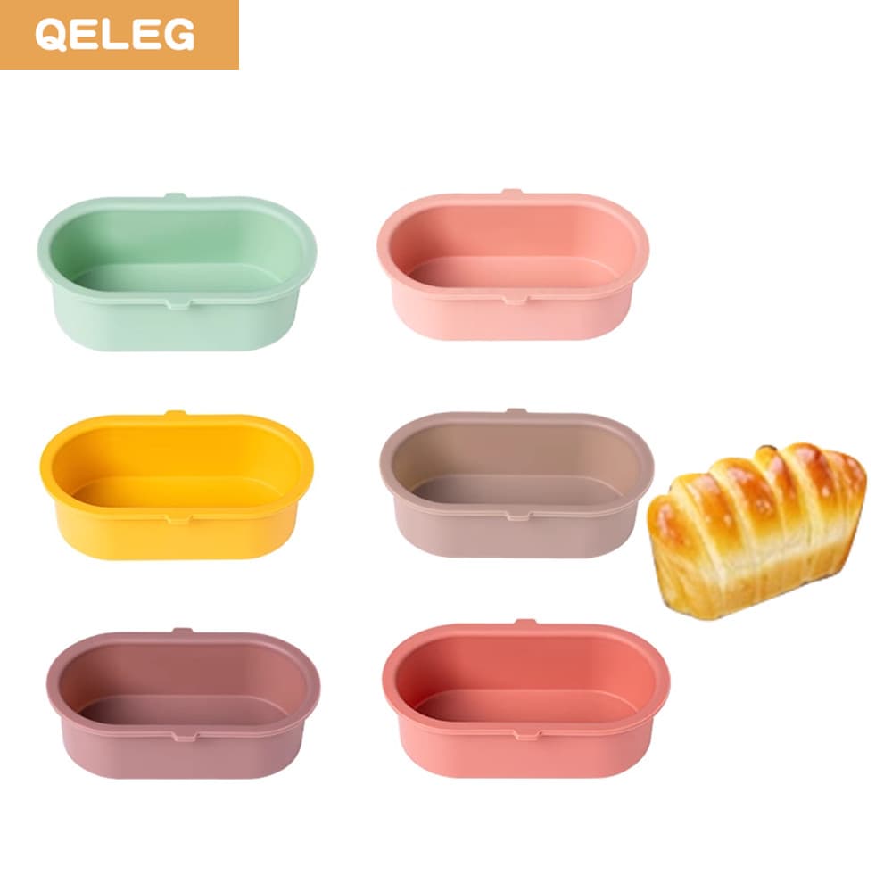 QELEG 4/6PCS Molde de Silicone para Assar em Forma Oval, Molde para Pão de Forma e Bolo, Molde de Silicone para Cozinha