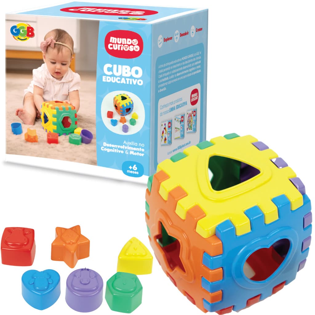 Brinquedo Educativo Cubo Didático Colorido Com Blocos De Encaixar