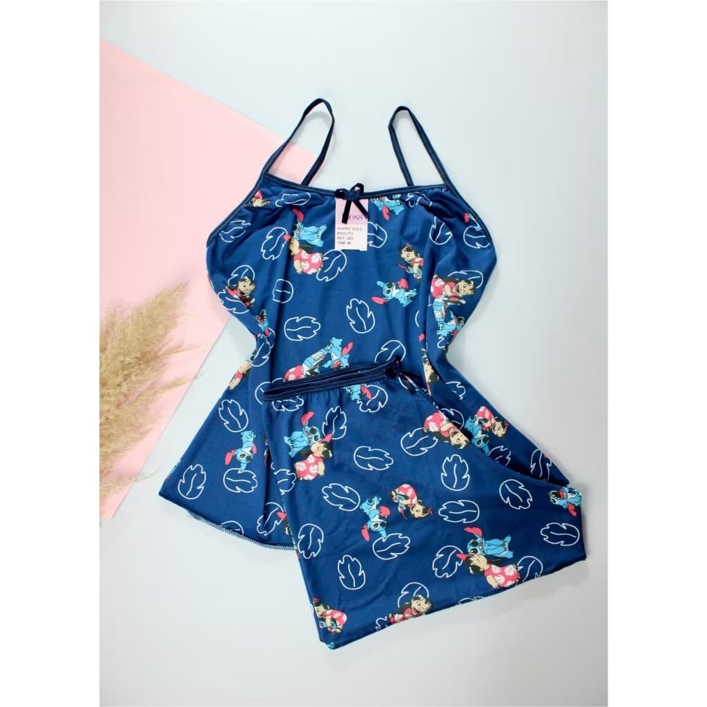 Baby Doll Estampado Stitch personagens pijama short doll