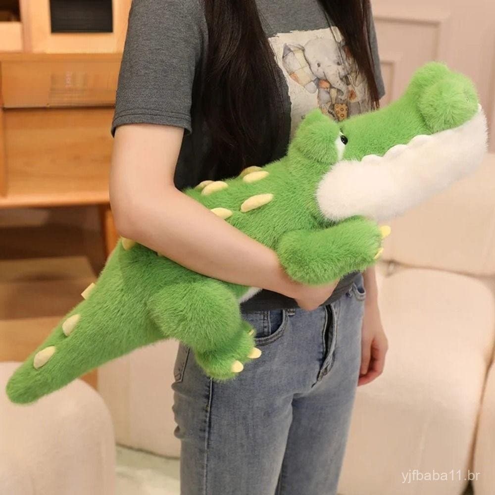 Brinquedo de Pelúcia Simulação Almofada Crocodilo Animal Boneca de Pelúcia Verde