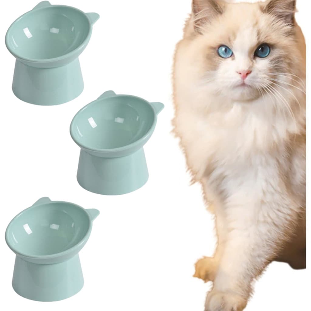 Kit 3 Comedouro Bebedouro Elevado Gatos Ergonômico Postura Correta