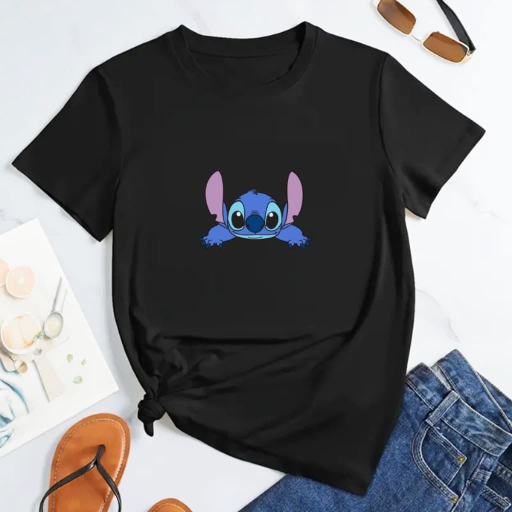 T-shirt Feminina Gola Redonda Camisa Camiseta Estampada Stitch