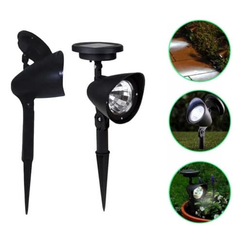 Kit 2 Luminárias Solares Espeto LED Para Jardim Grama Decoração Autônoma e Resistente