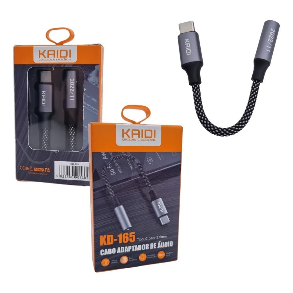 Adaptador Tipo-c P/ P2 Malha - Kaidi - Kd-165