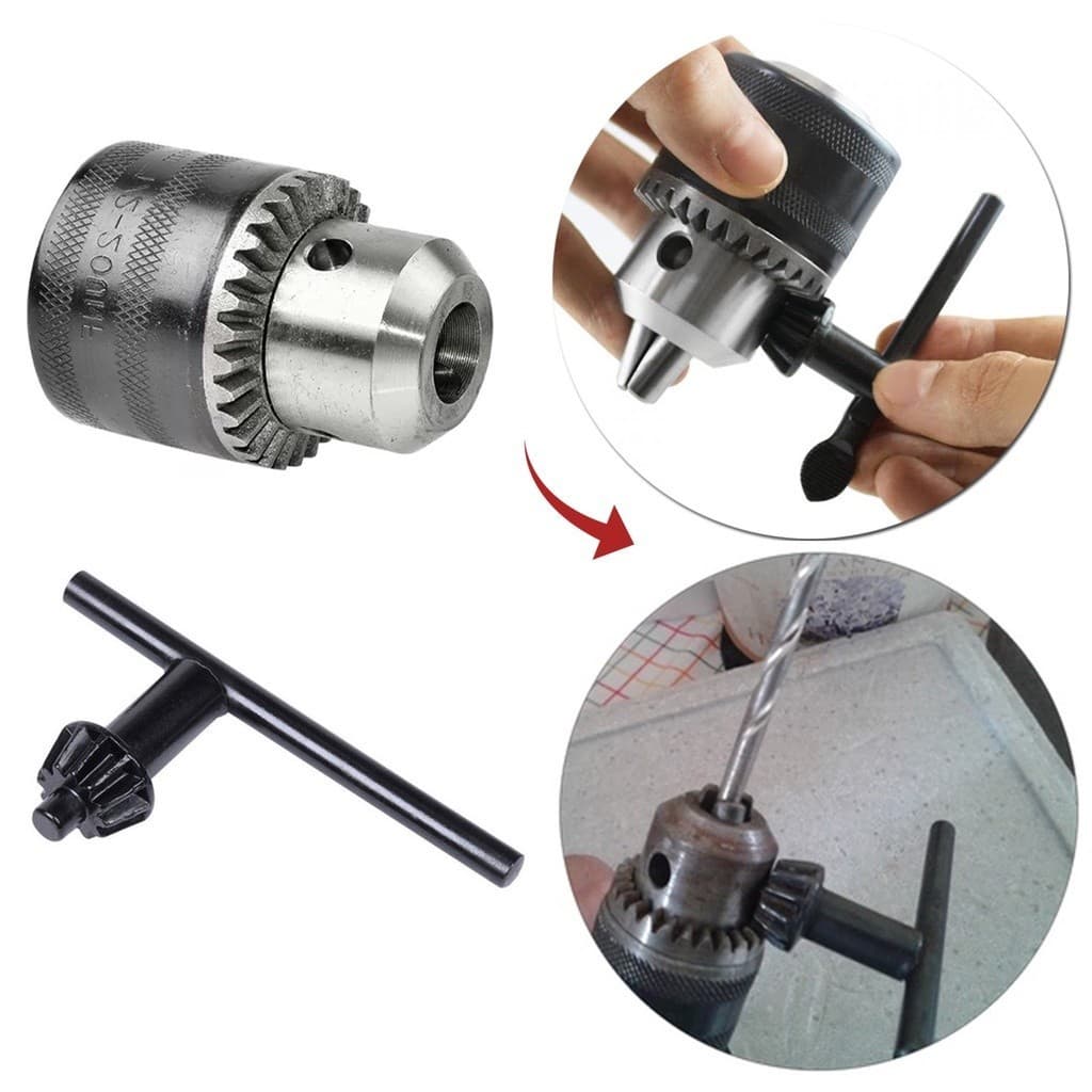 Mandril com Chave Universal para Furadeira Aperto Rápido 10mm 3/8 24F ou 13mm 1/2 20F Rosca Polegada