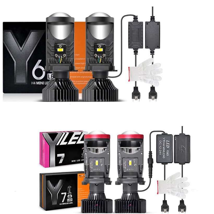 1PCS Y6D/Y7D H4 Lente Carro E Motocicleta Universal LED Farol Luz Olho De Peixe Feixe Alto E Baixo 12 -24V 6000k 33w/45w