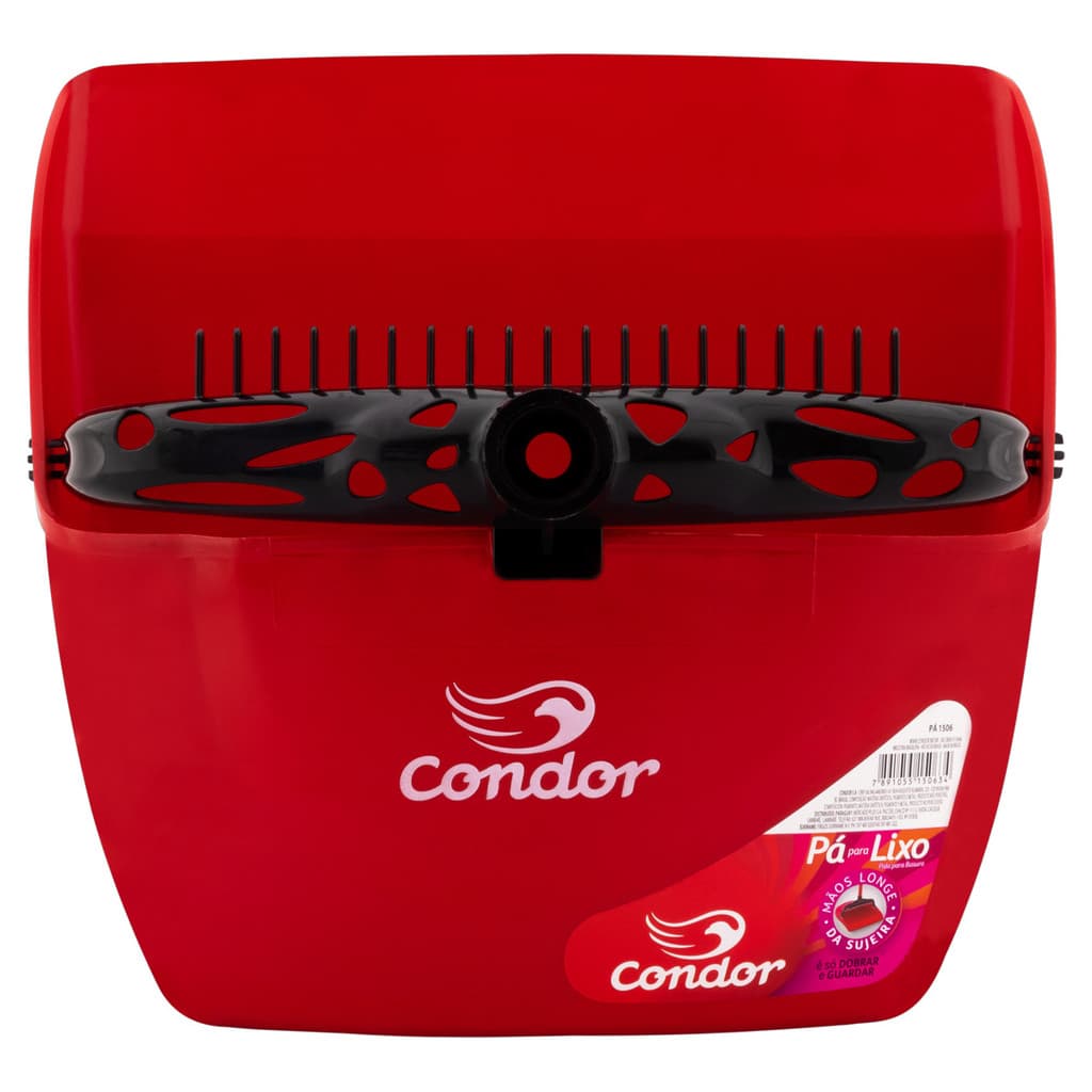 Condor Pá Para Lixo - Com Cabo Vermelha Prática Resistente Fácil de Usar e Ideal Para Limpeza Diária