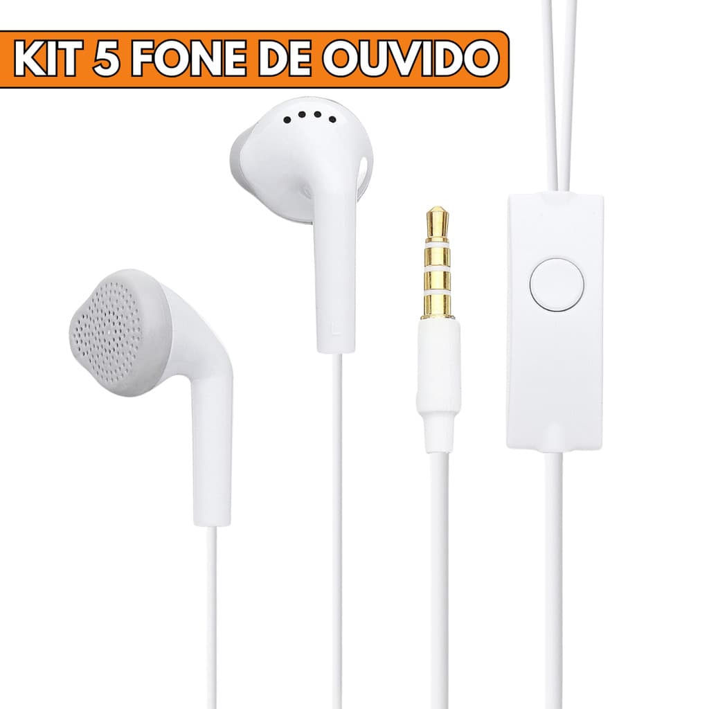 Kit 5 Fone De Ouvido Para Celular Com Fio E Microfone Entrada P2 De 3.5mm