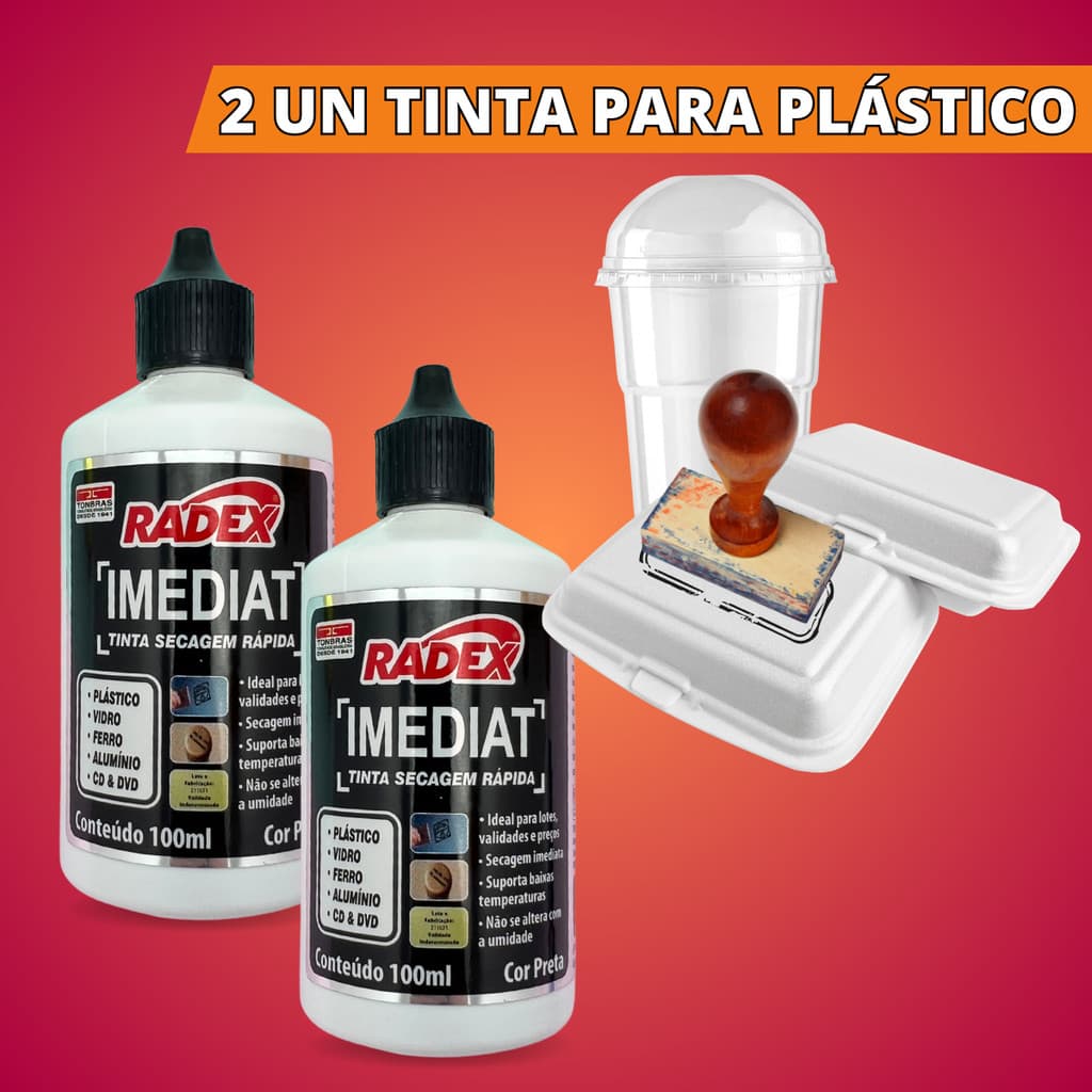 2Un Tinta Carimbo Secagem Rápida Preta Para Plástico Vidro Rótulo Lote Preço Validade Isopor