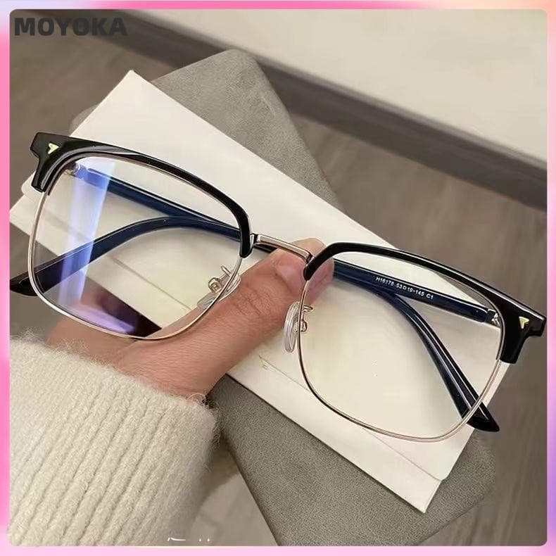 Óculos Anti-Radiação Moda Retro Coreano Quadrado Metal Luz Azul Feminino Masculino De Computador