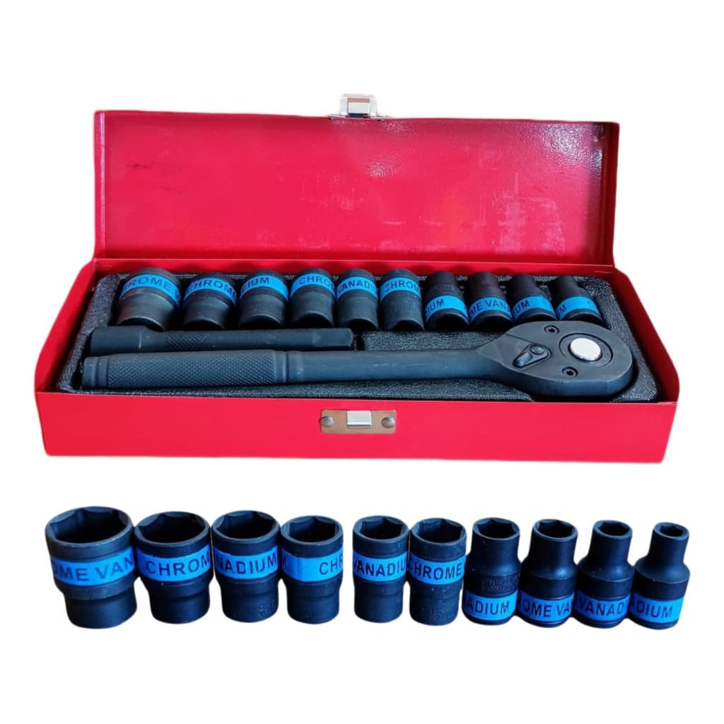 Kit Jogo Chave Soquete Impacto Com Catraca 13 Peças Maleta
