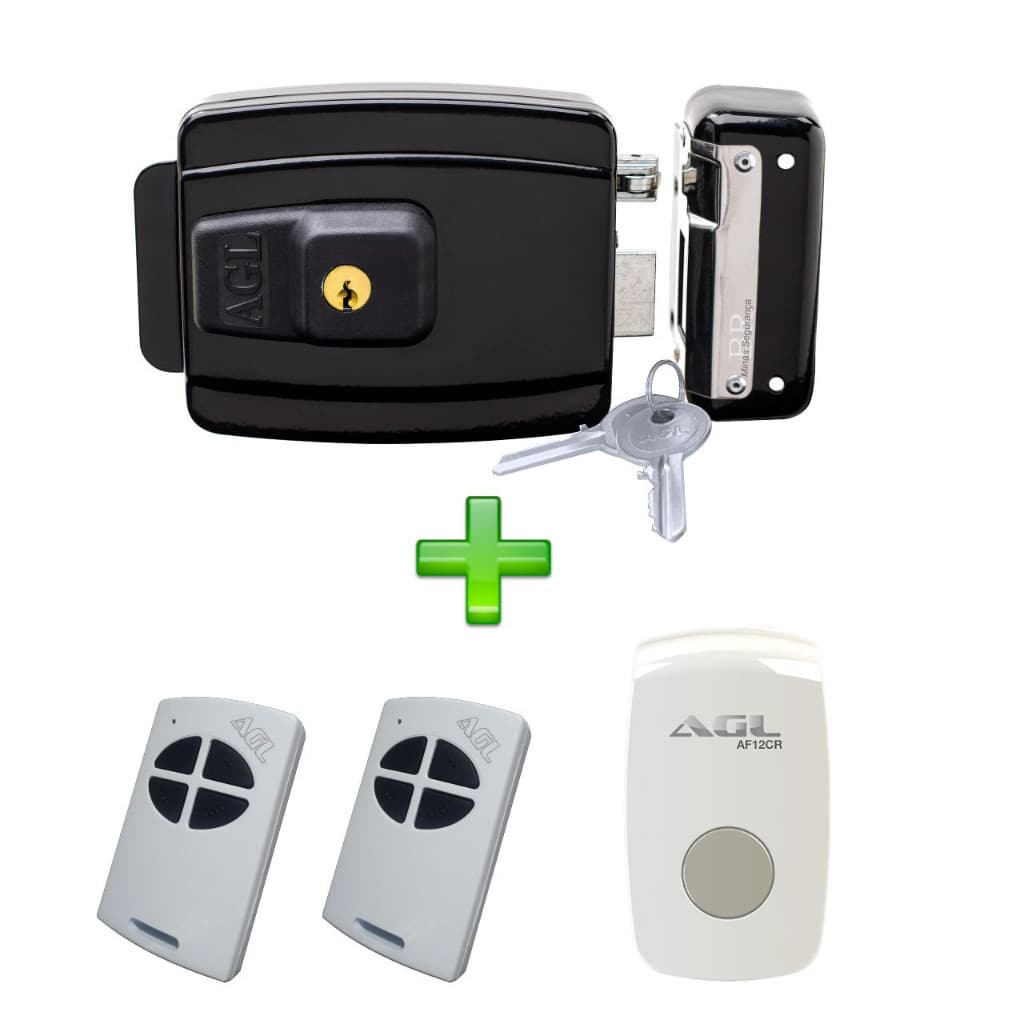 Fechadura Eletrica 12V Reversível + Kit controle remoto AGL Abre pelas chaves e pelo kit controle remoto