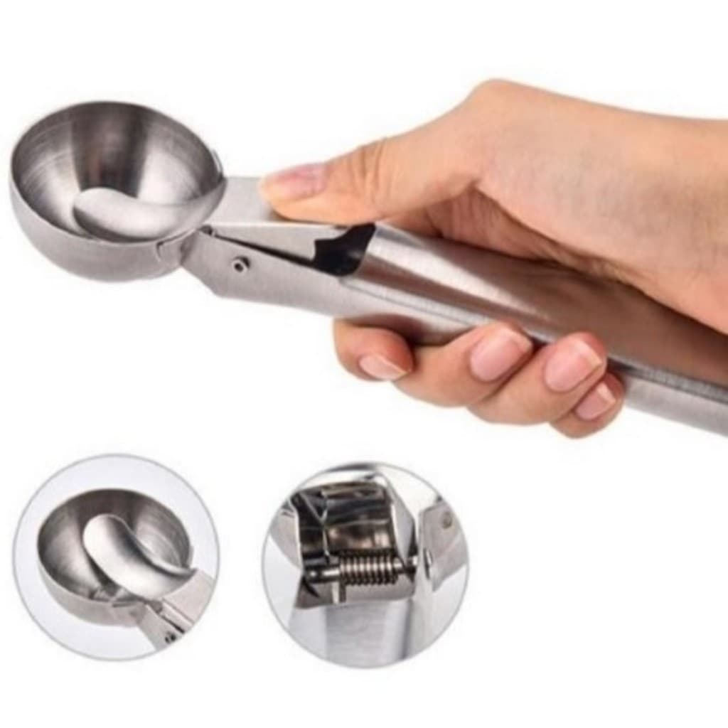 GUIANA Colher de Sorvete Inox Com Ejetor Manual*PRONTA ENTREGA*