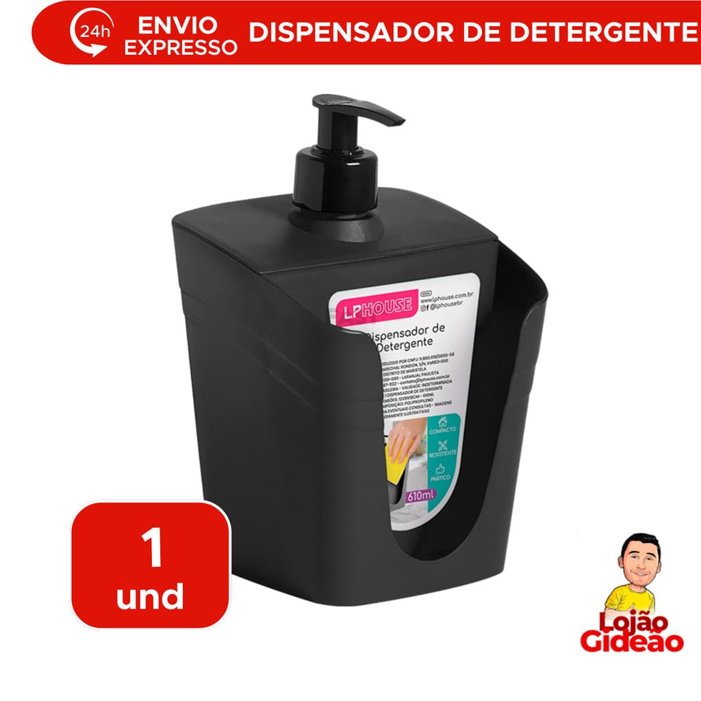 Dispense Porta Detergente E Bucha 2x1 Suporte Porta Bucha Esponja Limpeza 610ml 12cm x 9cm x 18cm