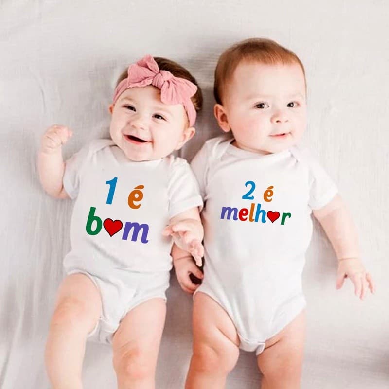 Body Bebe Personalizado Gemeos 1 é bom 2 é melhor