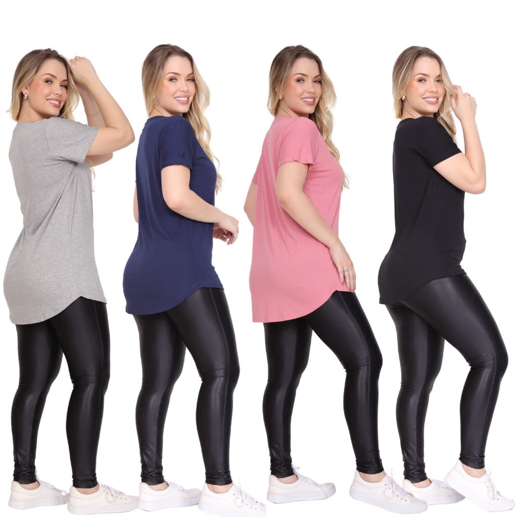 4 Blusas Legging Tapa Bumbum Feminina Fitness Compridas