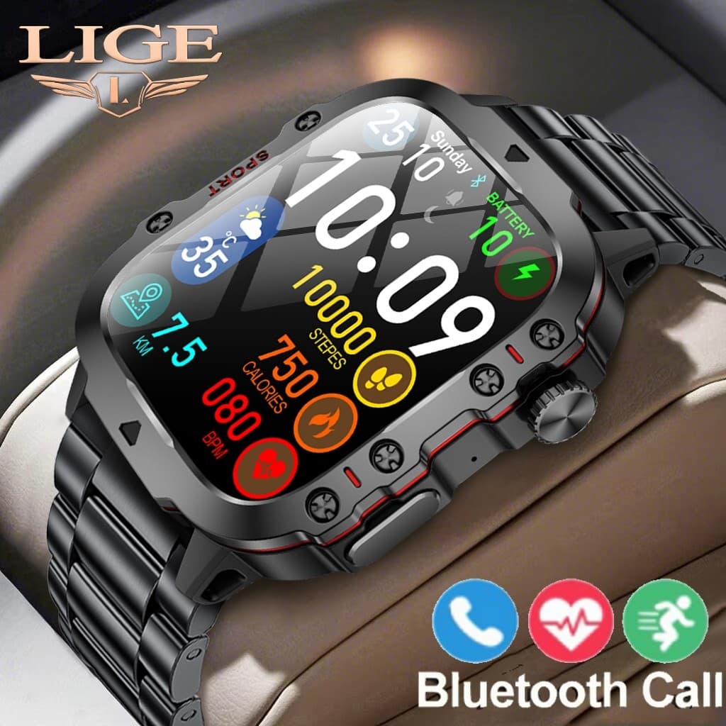 Original Lige 3atm À Prova D'água Inteligente Masculino Relógio Ao Ar Livre 100 + Esportes Rastreamento Bluetooth Smartw