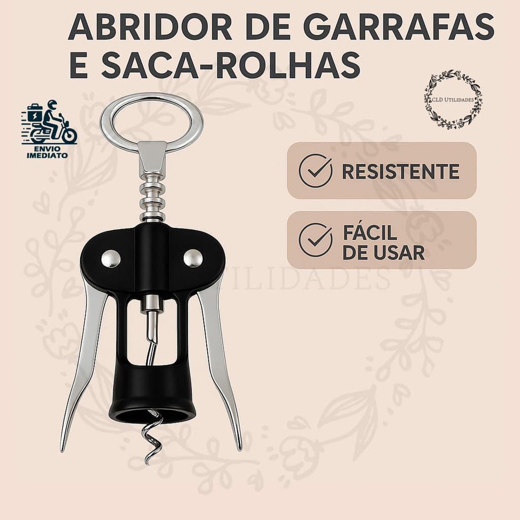Abridor de Garrafas e Saca Rolhas Borboleta Com Alavanca Vinho Bebidas Bar Adega
