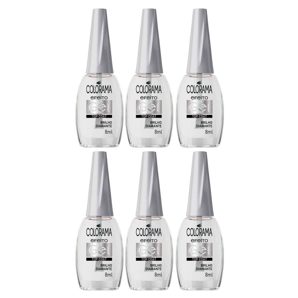 Kit 6 un Esmalte Colorama Top coat efeito Gel Brilho
