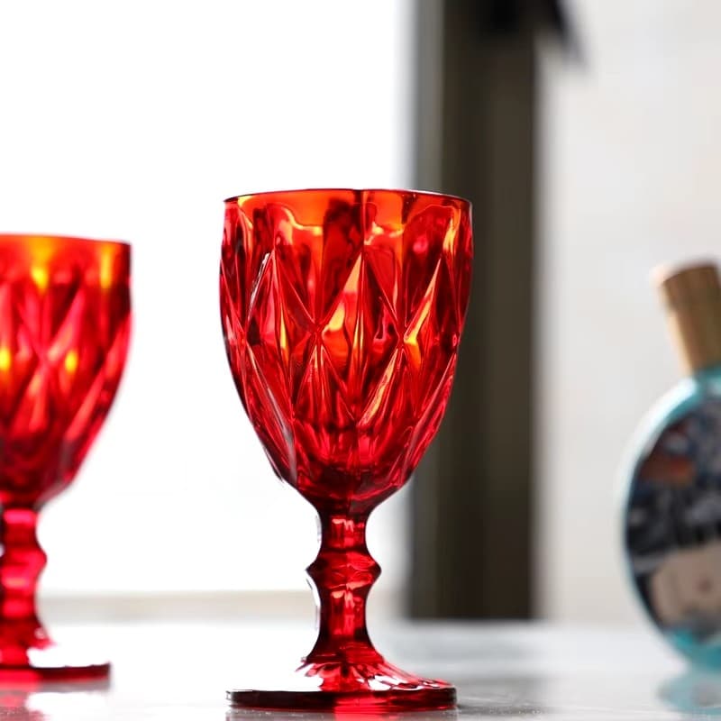 Conjunto de 6 taças de vinho de vidro de cor vermelha de 340 ml Natal