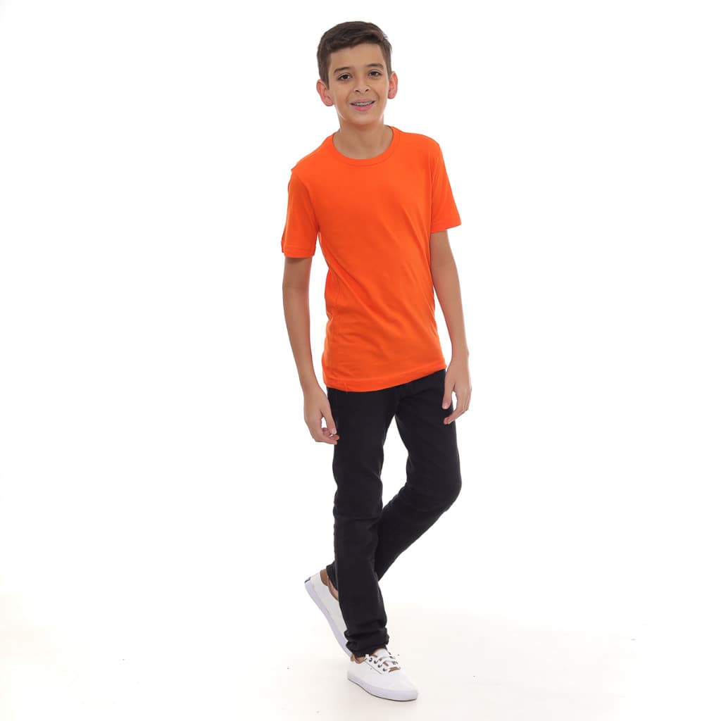 Camisetas Infantil LARANJA Básica Lisa Tam 2 Ao 16