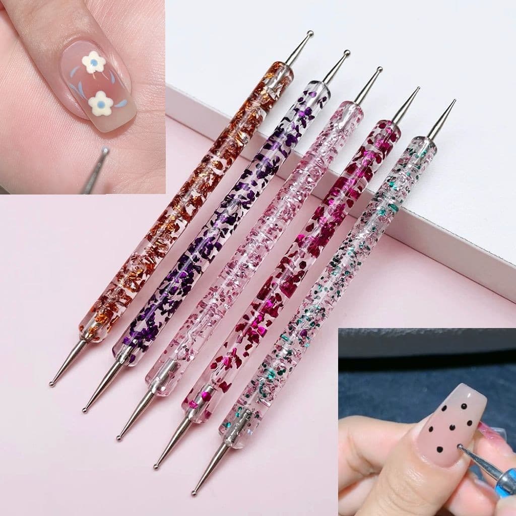 Kit 5 Boleador Ponta Dupla Para Unhas E Pontilhismo